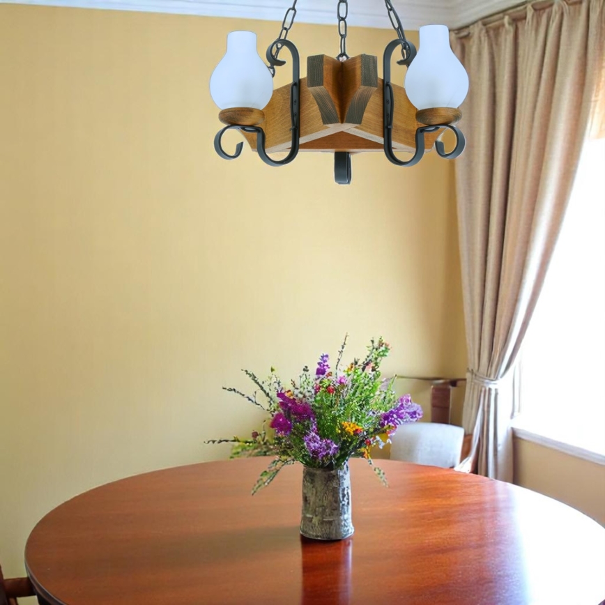 Luster na reťazi QUEEN 3xE14/40W/230V buk - FSC certifikované