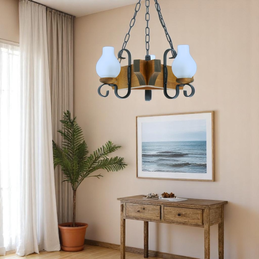 Luster na reťazi QUEEN 3xE14/40W/230V buk - FSC certifikované