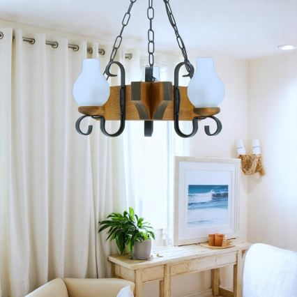 Luster na reťazi QUEEN 3xE14/40W/230V buk - FSC certifikované