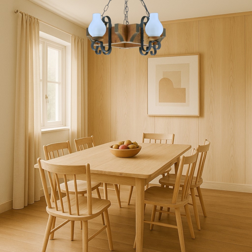 Luster na reťazi QUEEN 4xE14/40W/230V buk - FSC certifikované
