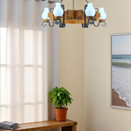 Luster na reťazi QUEEN 6xE14/40W/230V buk