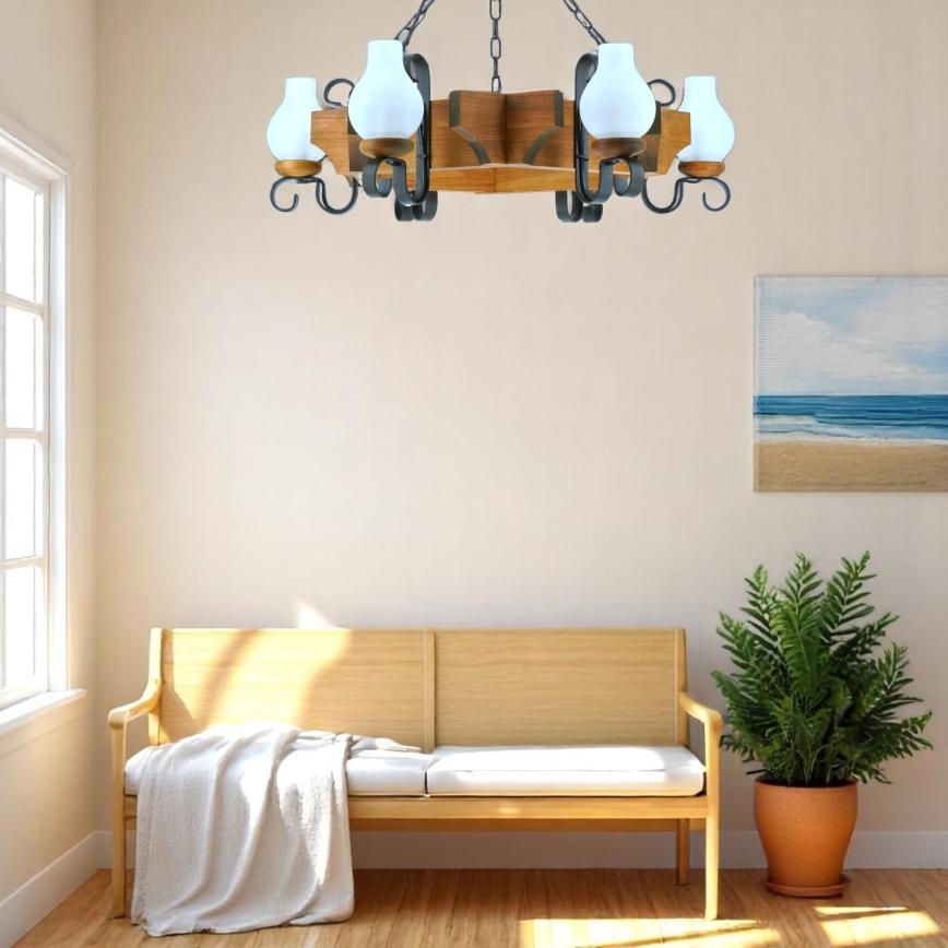 Luster na reťazi QUEEN 6xE14/40W/230V buk