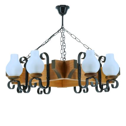 Luster na reťazi QUEEN 8xE14/40W/230V buk - FSC certifikované