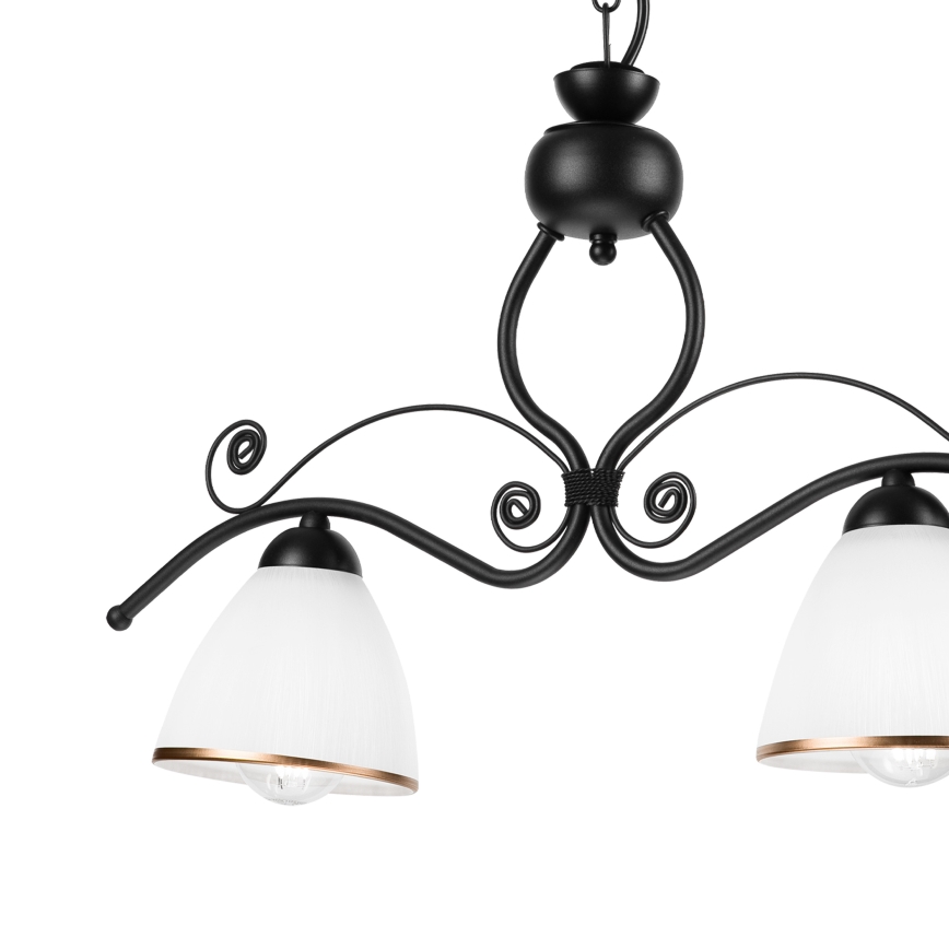 Luster na reťazi RETRO 2xE27/60W/230V matná čierna