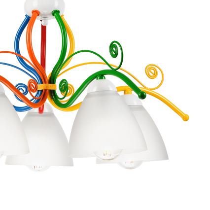Luster na reťazi RETRO 5xE27/60W/230V biela/pestrofarebná