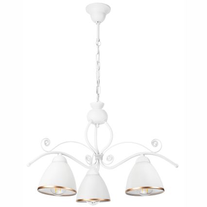 Luster na reťazi RETRO II 3xE27/60W/230V biela
