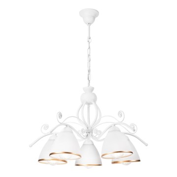 Luster na reťazi RETRO II 5xE27/60W/230V biela