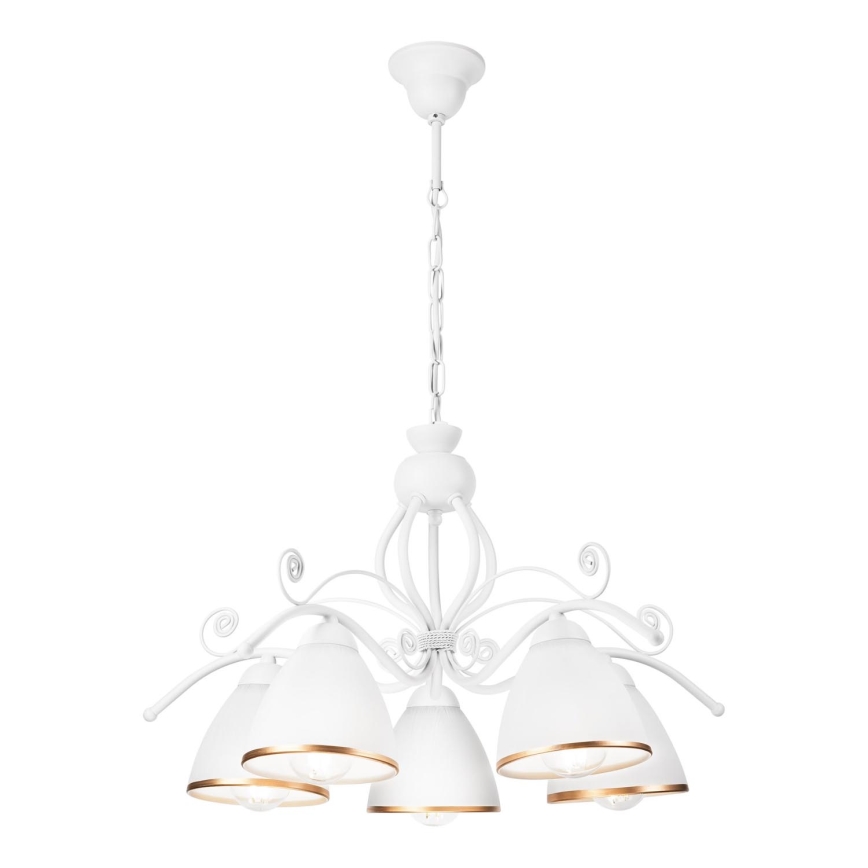 Luster na reťazi RETRO II 5xE27/60W/230V biela