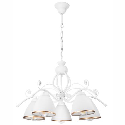 Luster na reťazi RETRO II 5xE27/60W/230V biela