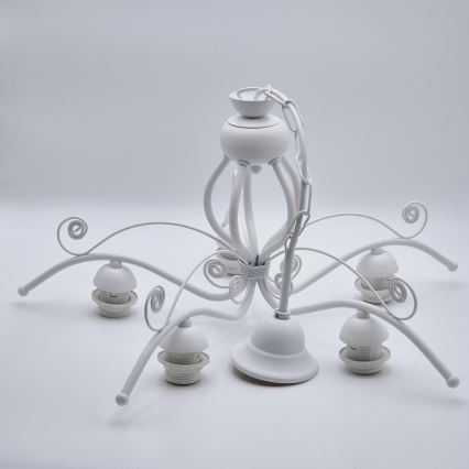 Luster na reťazi RETRO II 5xE27/60W/230V biela