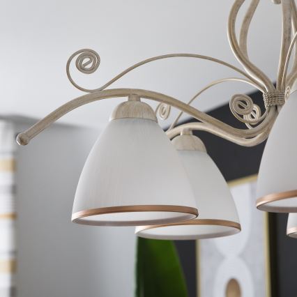 Luster na reťazi RETRO II 5xE27/60W/230V biela patina