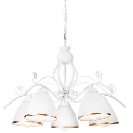 Luster na reťazi RETRO II 5xE27/60W/230V biely
