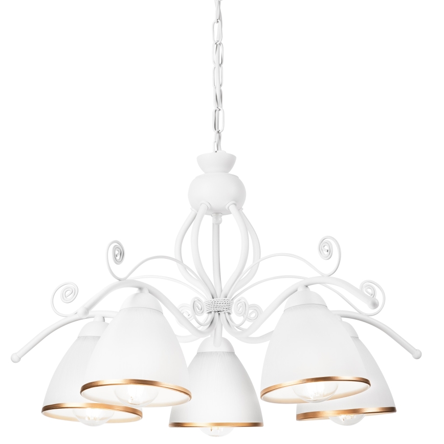 Luster na reťazi RETRO II 5xE27/60W/230V biely