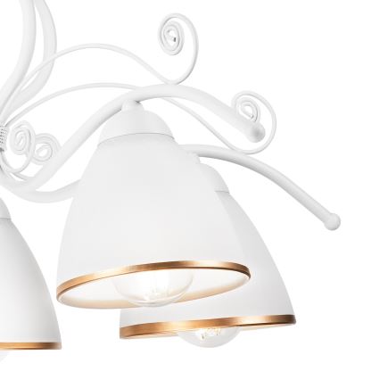 Luster na reťazi RETRO II 5xE27/60W/230V biely