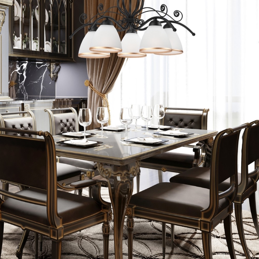 Luster na reťazi RETRO II 5xE27/60W/230V matná čierna