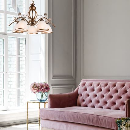 Luster na reťazi RETRO II 5xE27/60W/230V patinovaný bronz