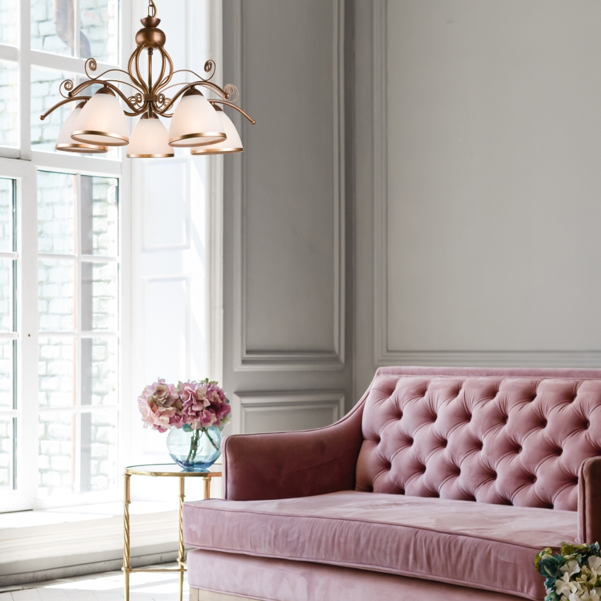 Luster na reťazi RETRO II 5xE27/60W/230V patinovaný bronz