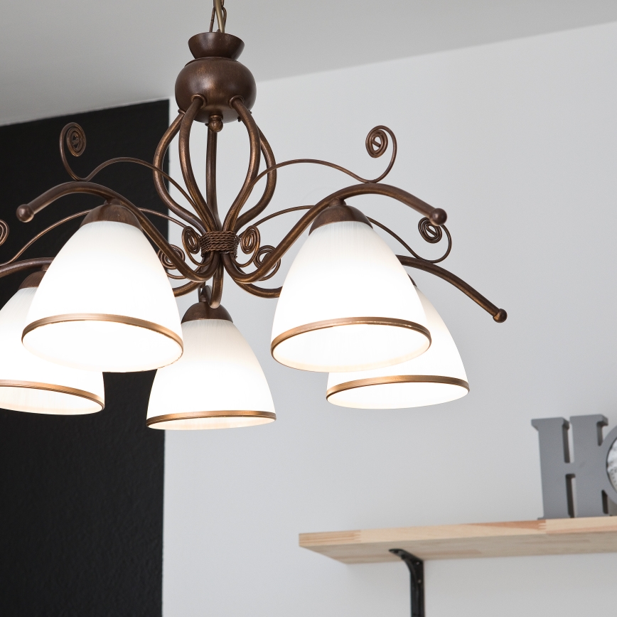 Luster na reťazi RETRO II 5xE27/60W/230V patinovaný bronz