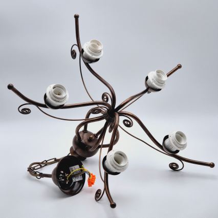 Luster na reťazi RETRO II 5xE27/60W/230V patinovaný bronz