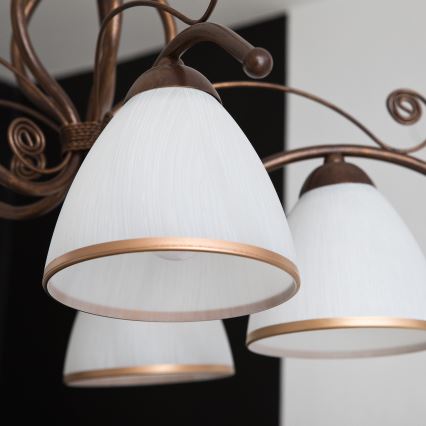 Luster na reťazi RETRO II 5xE27/60W/230V patinovaný bronz