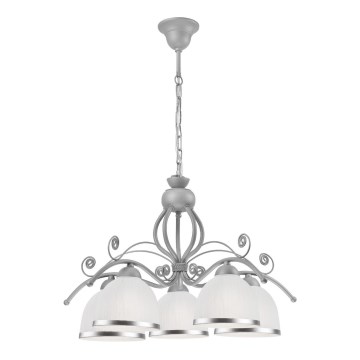 Luster na reťazi RETRO II 5xE27/60W/230V strieborný