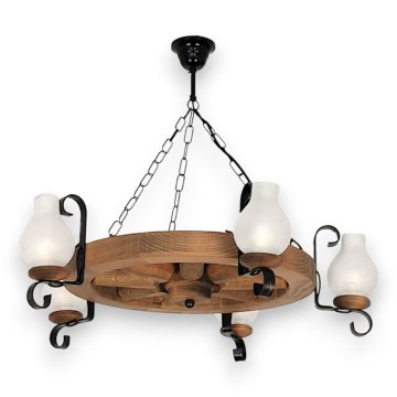 Luster na reťazi ROATA 5xE14/40W/230V pr. 70 cm buk - FSC certifikované