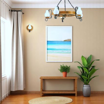 Luster na reťazi ROATA 5xE14/40W/230V pr. 70 cm buk