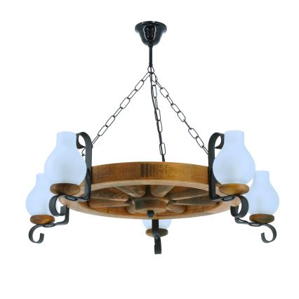 Luster na reťazi ROATA 5xE14/40W/230V pr. 70 cm buk