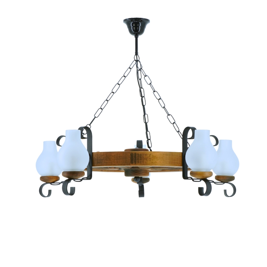 Luster na reťazi ROATA 5xE14/40W/230V pr. 70 cm buk