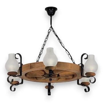 Luster na reťazi ROATA 6xE14/40W/230V pr. 70 cm buk - FSC certifikované