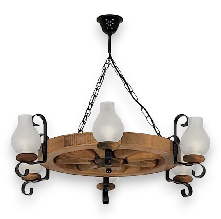 Luster na reťazi ROATA 6xE14/40W/230V pr. 70 cm buk - FSC certifikované