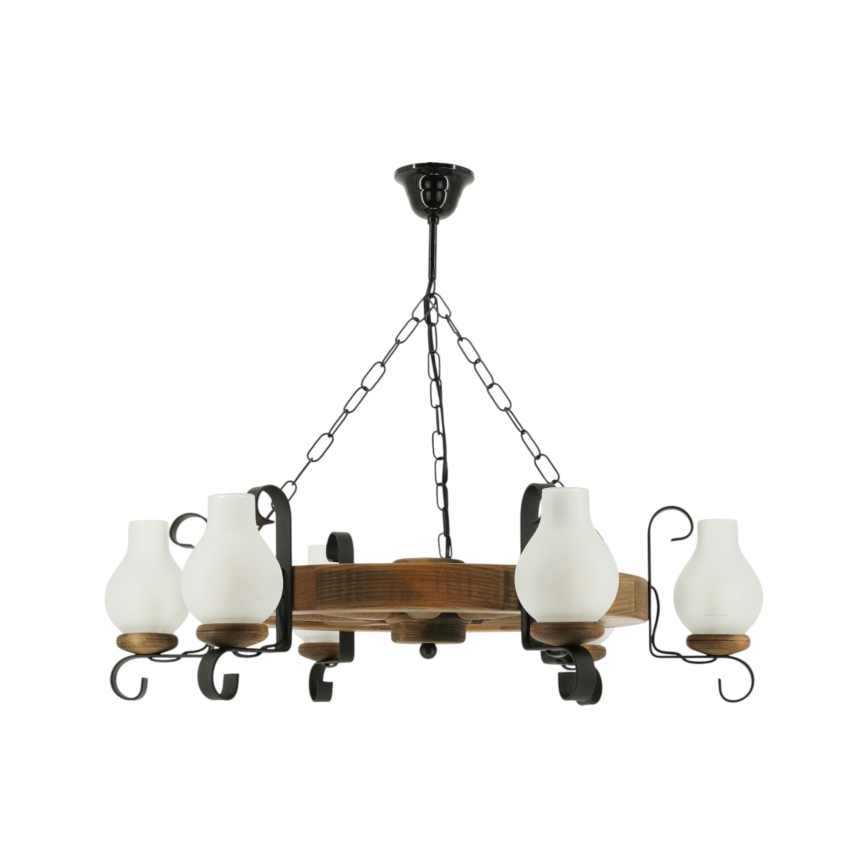 Luster na reťazi ROATA 6xE14/40W/230V pr. 70 cm buk - FSC certifikované