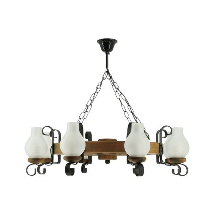 Luster na reťazi ROATA 8xE14/40W/230V pr. 70 cm buk - FSC certifikované