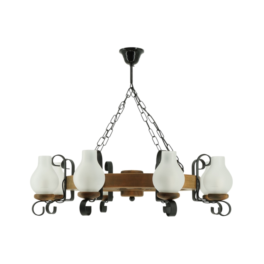 Luster na reťazi ROATA 8xE14/40W/230V pr. 70 cm buk - FSC certifikované