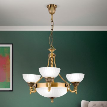 Luster na reťazi ROCCA 6xE27/60W/230V pr. 64 cm bronz/biela