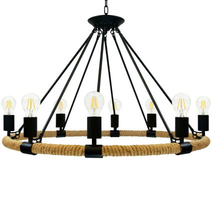 Luster na reťazi ROPE ARTHUR 8xE27/20W/230V