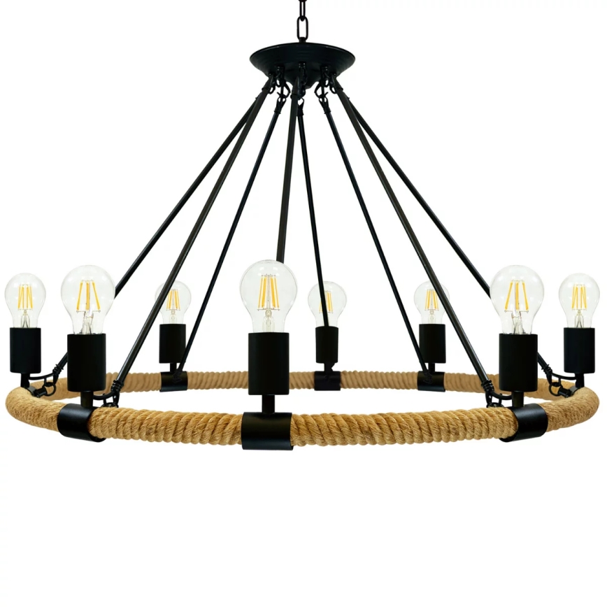 Luster na reťazi ROPE ARTHUR 8xE27/20W/230V
