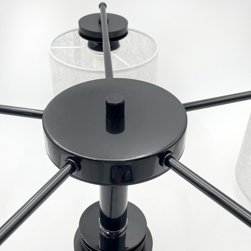 Luster na reťazi ROSA 5xE27/60W/230V čierna/šedá