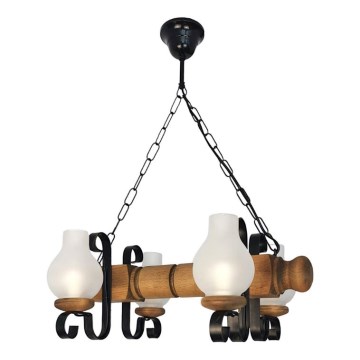 Luster na reťazi RUSTIC 4xE14/40W/230V buk - FSC certifikované