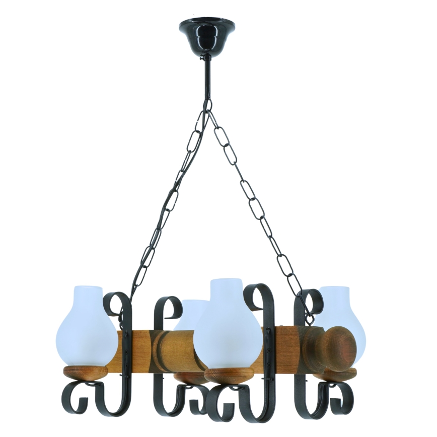 Luster na reťazi RUSTIC 4xE14/40W/230V buk - FSC certifikované