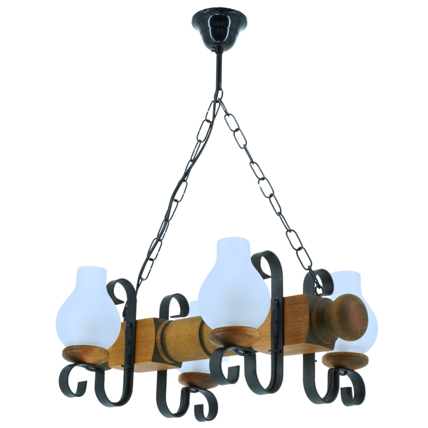 Luster na reťazi RUSTIC 4xE14/40W/230V buk - FSC certifikované