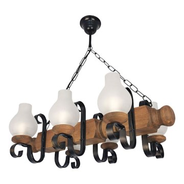 Luster na reťazi RUSTIC 6xE14/40W/230V buk - FSC certifikované