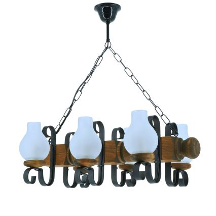 Luster na reťazi RUSTIC 6xE14/40W/230V buk - FSC certifikované