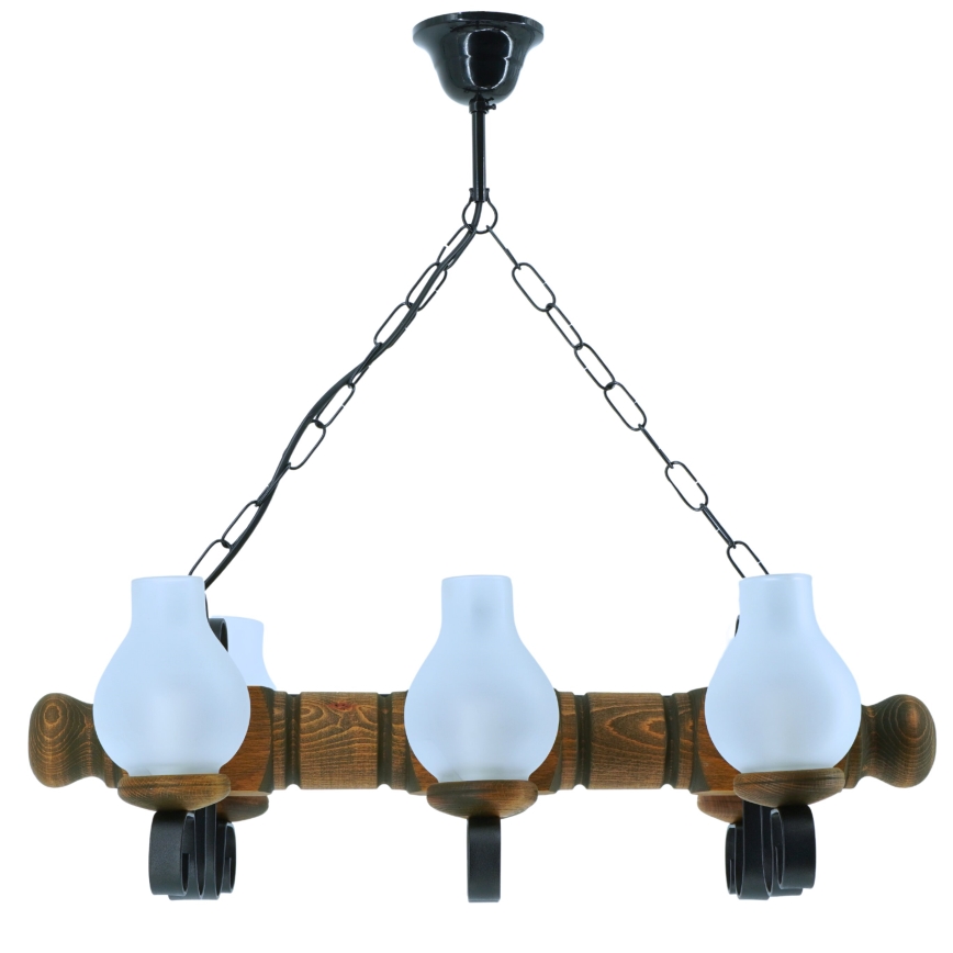 Luster na reťazi RUSTIC 6xE14/40W/230V buk - FSC certifikované