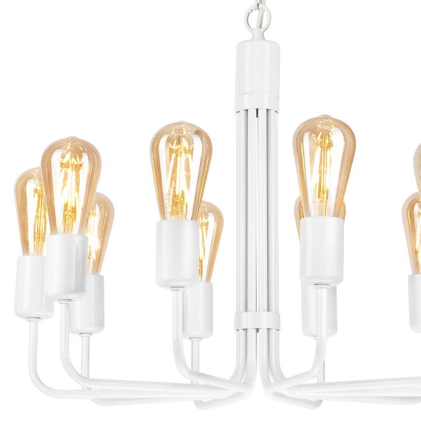 Luster na reťazi TIFFANY 10xE27/60W/230V biela