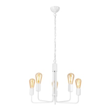 Luster na reťazi TIFFANY 5xE27/60W/230V biela
