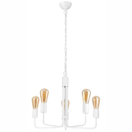 Luster na reťazi TIFFANY 5xE27/60W/230V biela