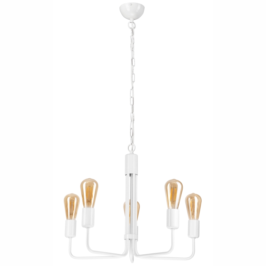 Luster na reťazi TIFFANY 5xE27/60W/230V biela