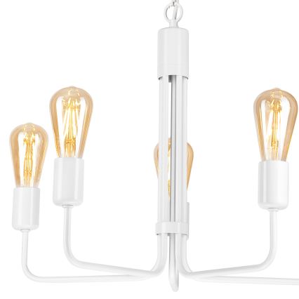 Luster na reťazi TIFFANY 5xE27/60W/230V biela