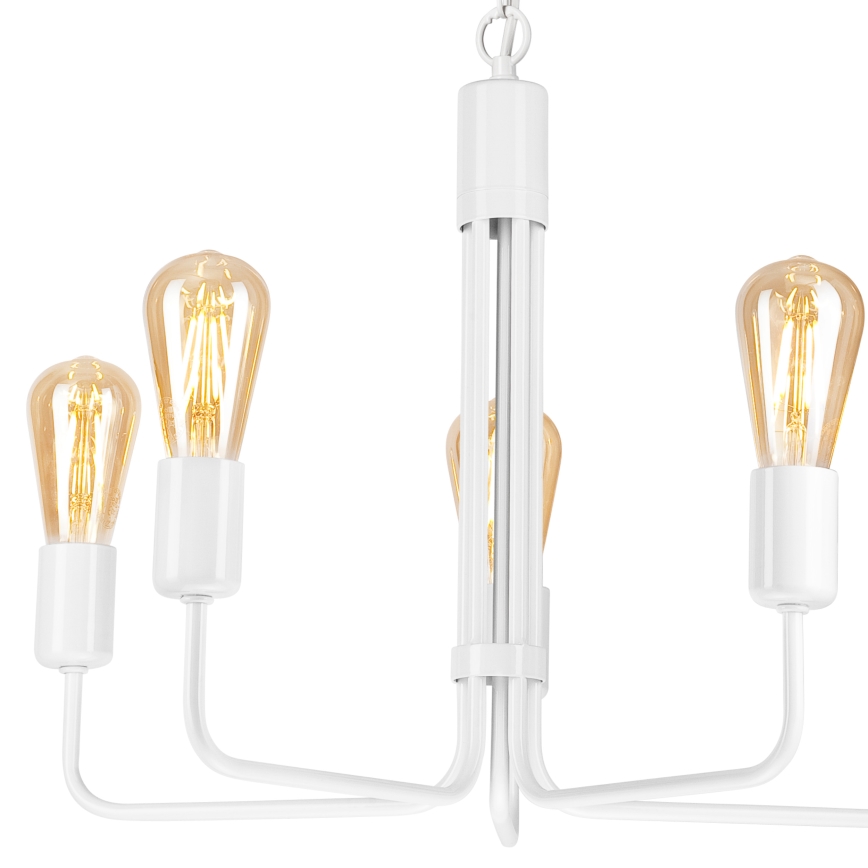 Luster na reťazi TIFFANY 5xE27/60W/230V biela